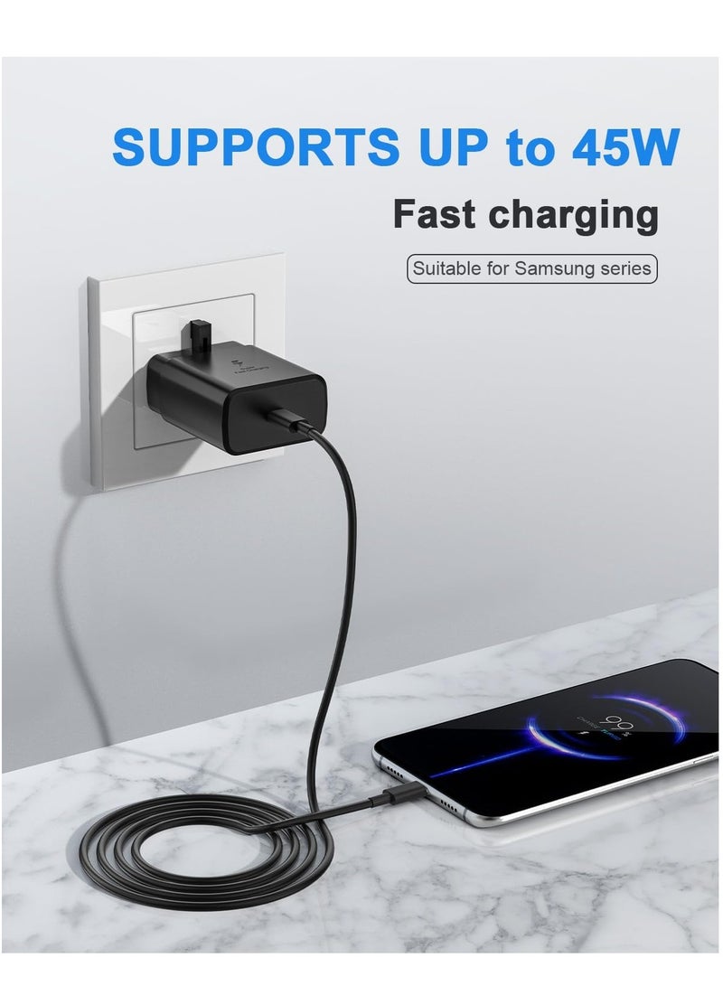 GUDOO 2025 45W Type C Super Charger PD3.0 for Samsung Galaxy S25 Ultra/S25/S24 Ultra/S24/S23 Ultra/S23/S22/S21/Z Fold Z flip 6 5 4/Galaxy Tab S9 S8 S7 A9/Galaxy Book 2 with USB C to C Cable - Image 5