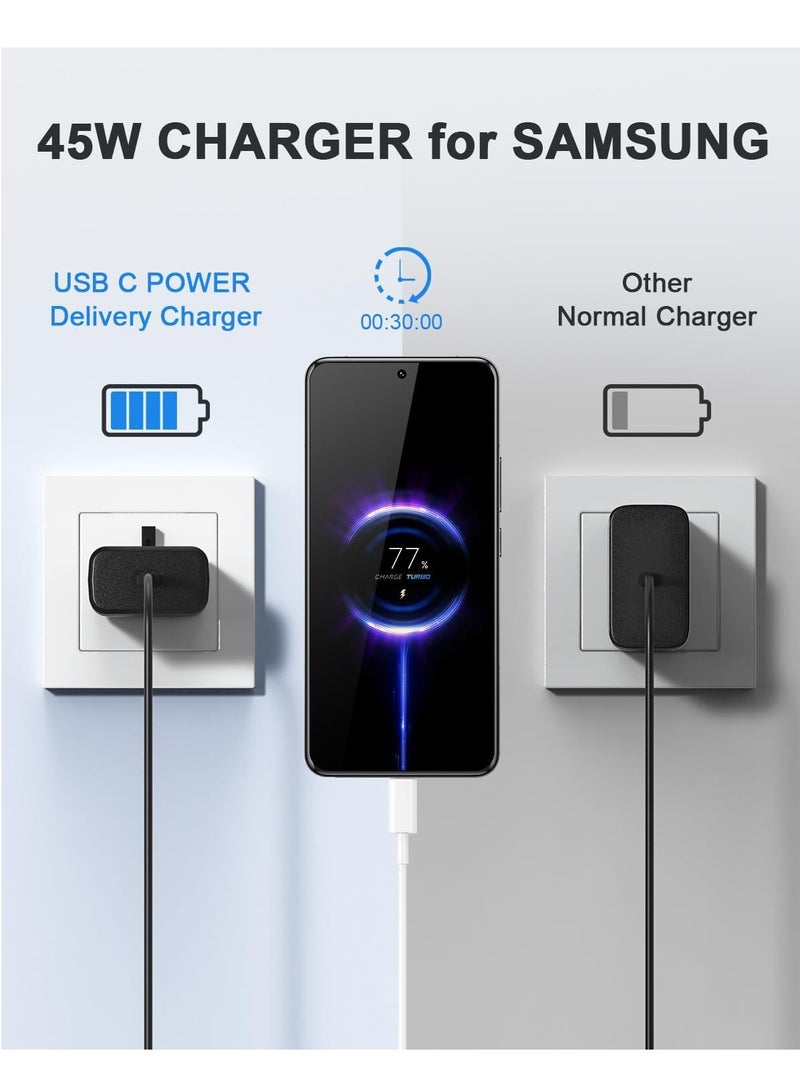 GUDOO 2025 45W Type C Super Charger PD3.0 for Samsung Galaxy S25 Ultra/S25/S24 Ultra/S24/S23 Ultra/S23/S22/S21/Z Fold Z flip 6 5 4/Galaxy Tab S9 S8 S7 A9/Galaxy Book 2 with USB C to C Cable - Image 3