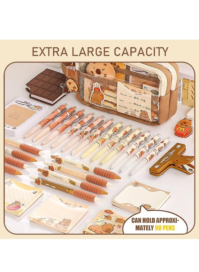 Pencil Case, Capybara Pencil Pouch, Large Capacity Multi-Layer Cute Pencil Bag with Dolls, Transparent Capybara Cute Pencil Pouch, for Kids Girls Teenage Boys Gifts - Image 4