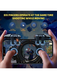 Topleo Mobile Game Controller Trigger, 6 Finger Game Trigger, Sensitive Shoot Target&Metal Buttons for PUBG/Fortnite/Call of Duty/Rules of Survival and many other games(include 2pcs Finger Sleeves)  - Image 2