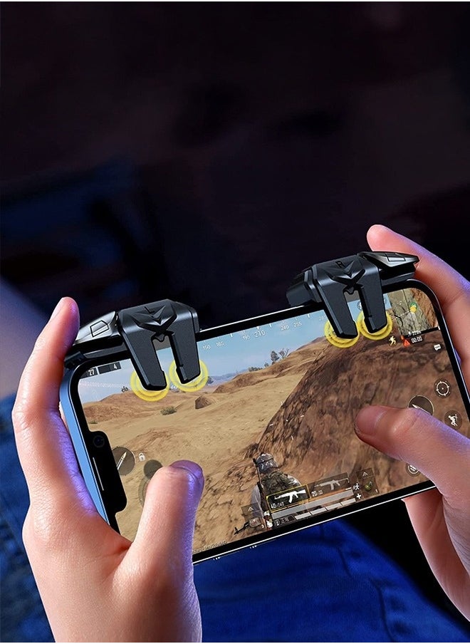 Topleo - Mobile Game Controller Trigger, 6 Finger Game Trigger, Sensitive Shoot Target&Metal Buttons for PUBG/Fortnite/Call of Duty/Rules of Survival and many other games(include 2pcs Finger Sleeves) - Image 1