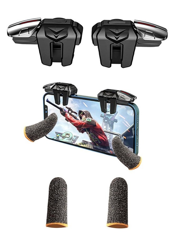Topleo - Mobile Game Controller Trigger, 6 Finger Game Trigger, Sensitive Shoot Target&Metal Buttons for PUBG/Fortnite/Call of Duty/Rules of Survival and many other games(include 2pcs Finger Sleeves) - Image 1
