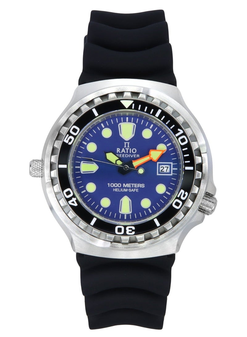 Ratio FreeDiver Version 03 Helium Safe 1000M Sapphire Quartz Blue Dial 1038EF102V-BLU-V03 Men's Watch - Image 1
