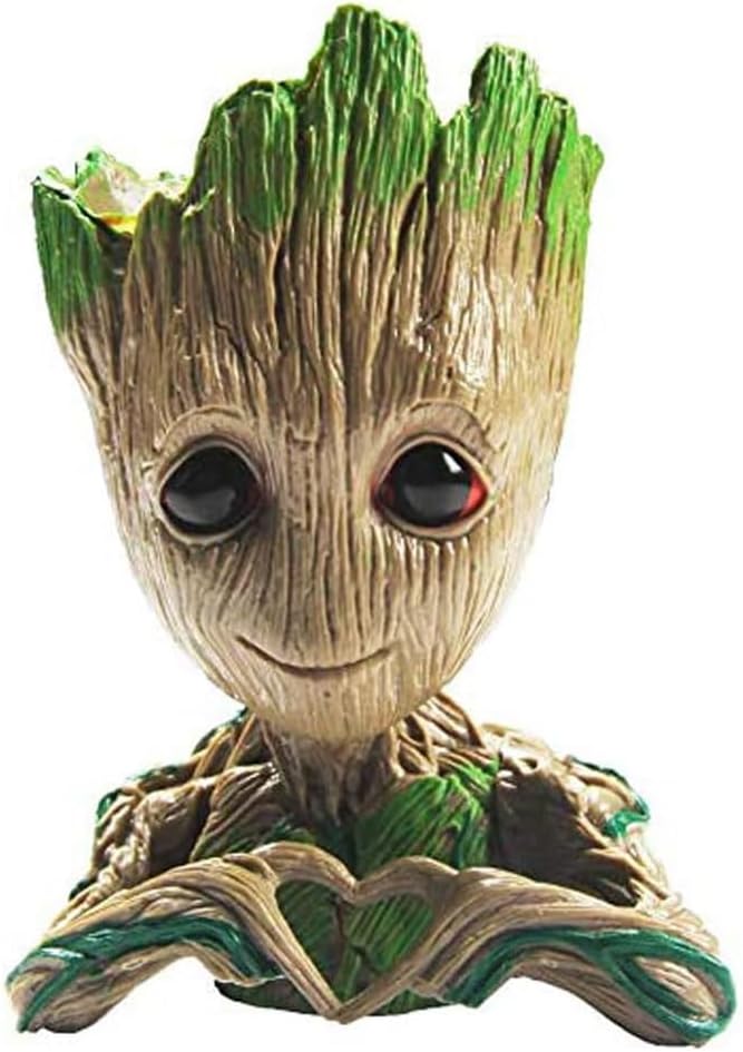 ZUSONUD B-Best Baby Groot Pen Pot Tree Man Pens Holder or Flower Pot with Drainage Hole Perfect for a Tiny Succulents Plants 6" (Brown) - Image 1