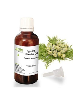 Allin Exporters زيت السرو العطري النقي الطبيعي غير المخفف زيت السرو العطري للعناية بالبشرة والشعر العلاج بالروائح (50 مل)  - Image 1