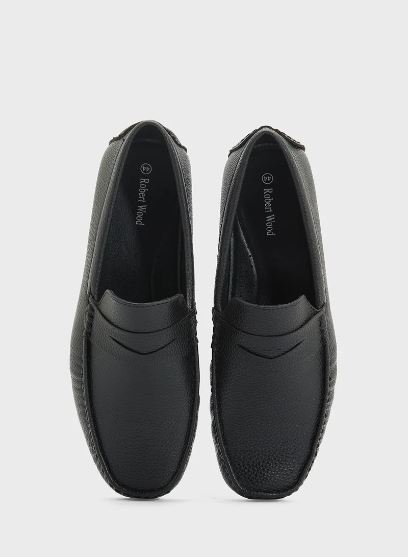 Robert Wood Saddle Details Smart Loafers