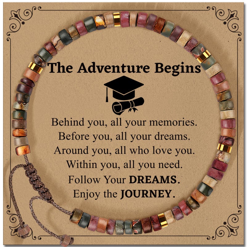 ZOKCC Graduation Bracelet Gifts for Herï¼šGraduation Bracelets for Women Middle High School College Graduates - Healing Natural Stone Inspirational Gifts Bracelets for Women