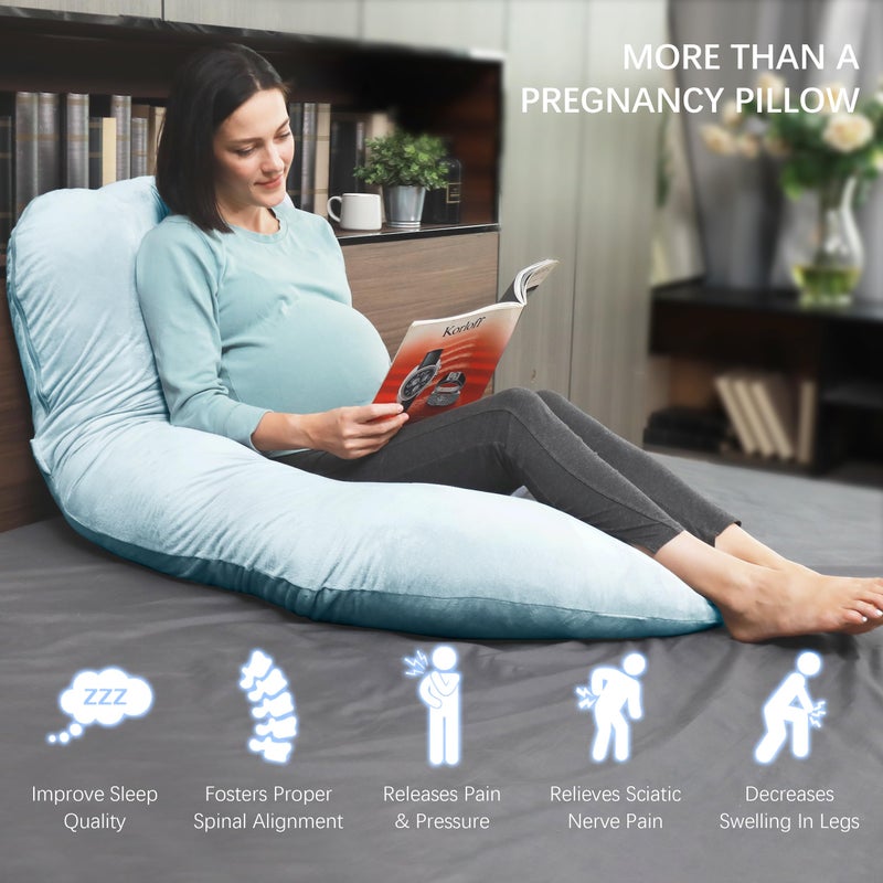 MOON PARK Pregnancy Pillows for Sleeping - U Shaped Full Body Maternity Pillow with Removable Cover - Support for Back, Legs, Belly, Hips - 57 Inch Pregnancy Pillow for Women - Aqua - Image 4