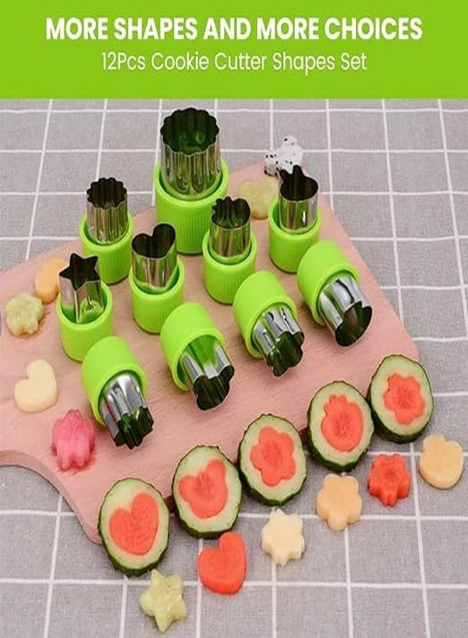 Jenibri 12Pcs Cookie Cutter Shapes Set, Stainless Steel Vegetable Fruit Cutter Shapes Embossing Mold for Kid Baking Cooking Food Decoration, Bread Sandwich Cutter for Kitchen Pastry Mold, Baking Mold - Image 2