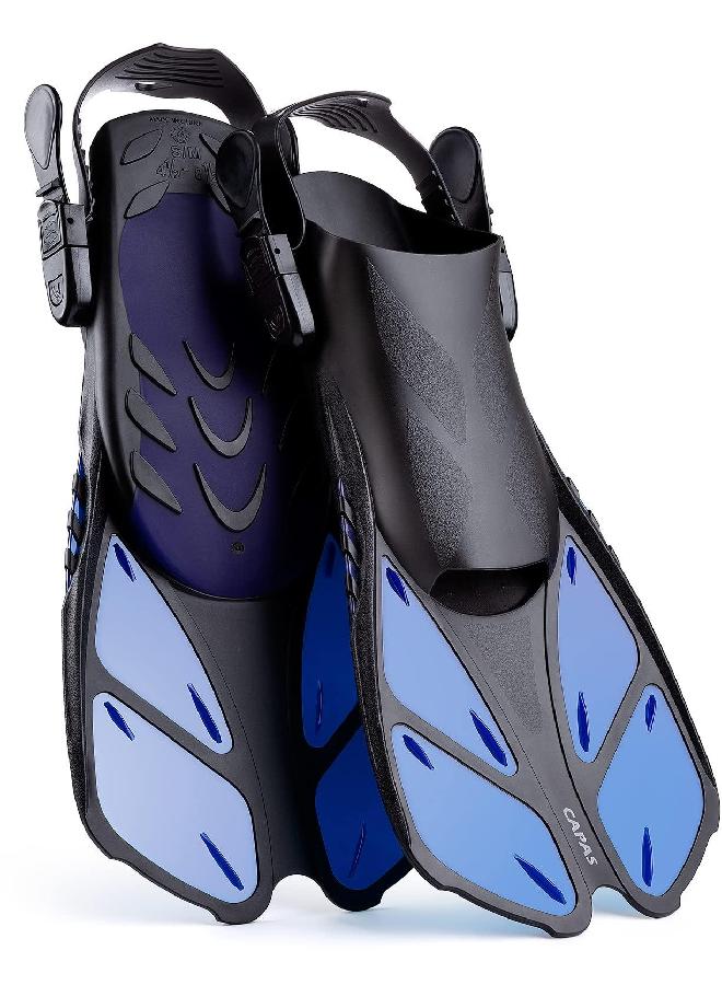 Capas CAPAS Snorkel Fins, Swim Fins Travel Size Short Adjustable for Snorkeling Diving Adult Men Women Kids Open Heel Swimming Flippers - Image 1