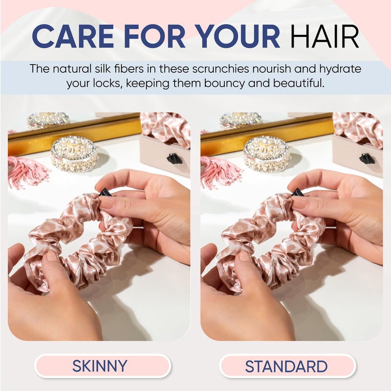 Blissy Silk Scrunchies (3 Pack) - 100% Pure Mulberry Silk - 22 Momme 6A High-Grade Fibers Scrunchie for Straight & Curly Hair (Nicole Miller - Mauve Cheetah, Regular) - Image 4