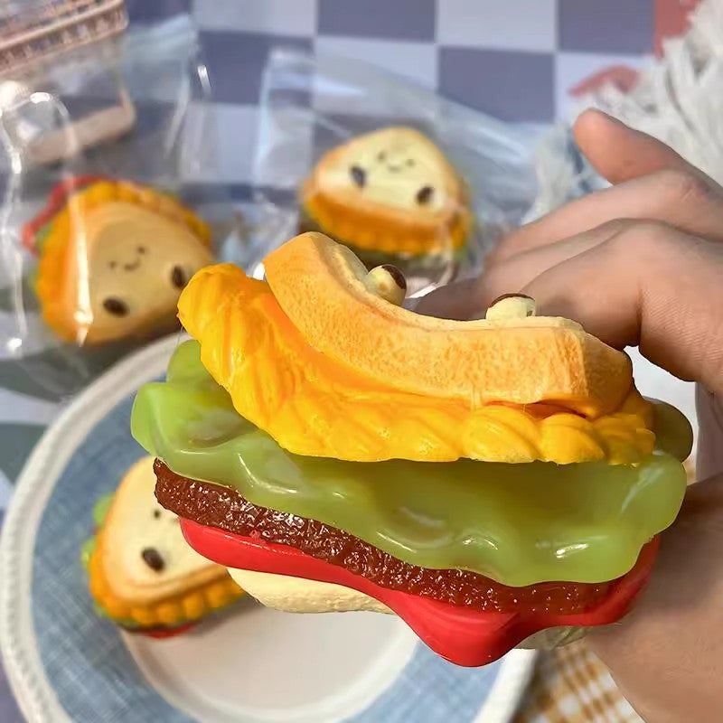 لعبة ضغط ساندويتش توست سميكة سيليكون غذائي لتخفيف الضغط - Image 3