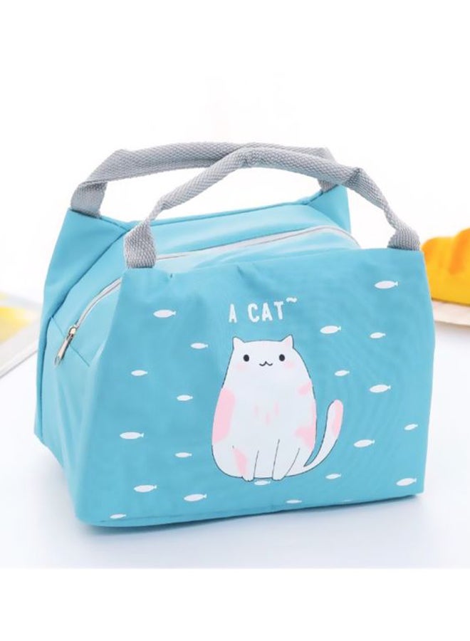 CYTHERIA Printed Insulated Thermal Lunch Bag Blue/White 21x17x15cm - Image 2