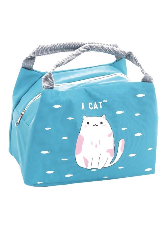 CYTHERIA Printed Insulated Thermal Lunch Bag Blue/White 21x17x15cm - Image 1