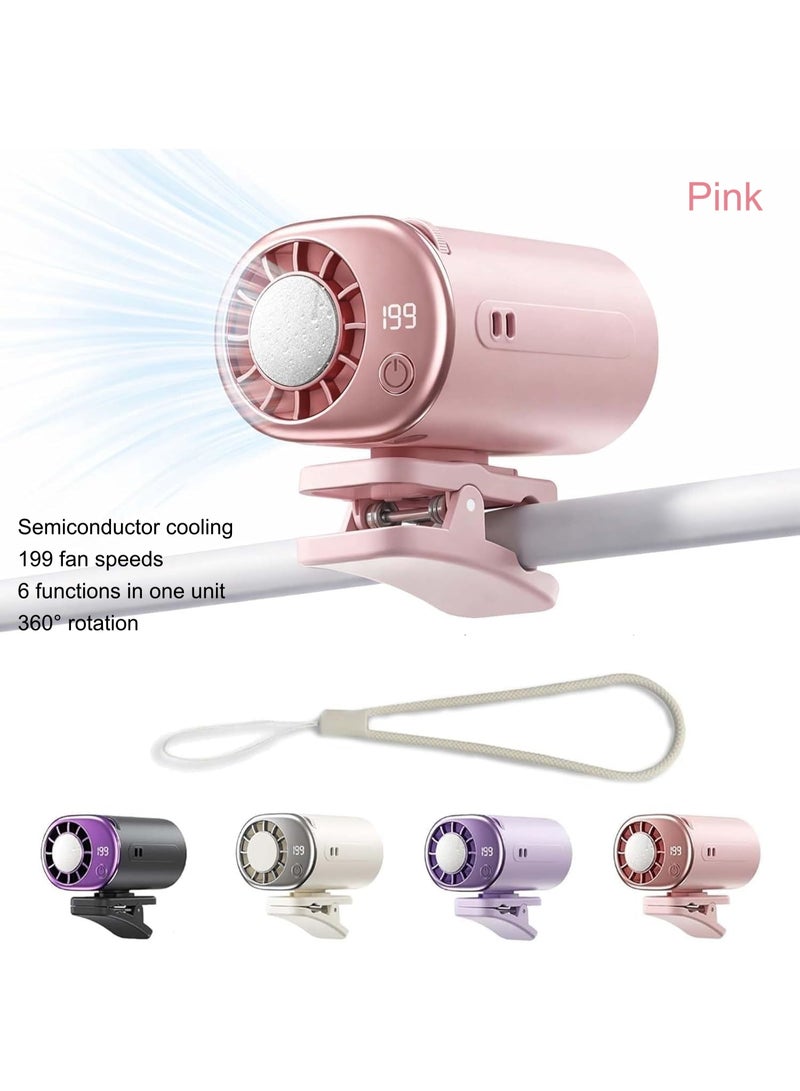 Car Clip On Air Conditioner Fan with Semiconductor Cooling - 199 Speed Levels, 360° Rotation, 6-in-1 Multifunctional Personal Fan for Umbrella, Stroller, Bike, Backpack, Desk & Outdoor Use - Image 1
