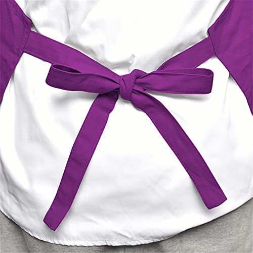 MORNITE Apron Women for Artist Painting Ceramics Baking Cooking Cafe, Art Craft Smock Apron with Pockets for Women, Purple - Image 4