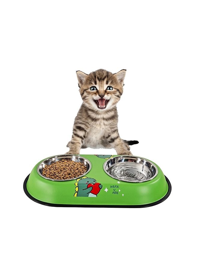 MAJIBAO Pet Food & Water Feeder in Stainless Steel Bowls Feeder for Cats & Dogs, Metal Casing or Bowls Holder, Small Size Bowls, Rubber or Silicon Grip for No Sliding, Bowl Diameter 12 Cm  - Image 1
