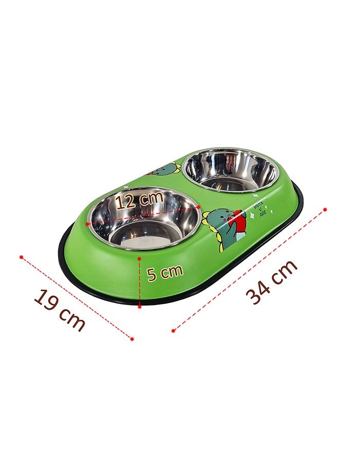 MAJIBAO Pet Food & Water Feeder in Stainless Steel Bowls Feeder for Cats & Dogs, Metal Casing or Bowls Holder, Small Size Bowls, Rubber or Silicon Grip for No Sliding, Bowl Diameter 12 Cm  - Image 3