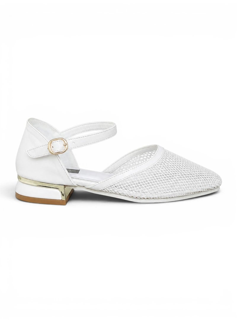 LIFESTYLISH sandal flat Leather with mesh SF-64 - White - Image 2