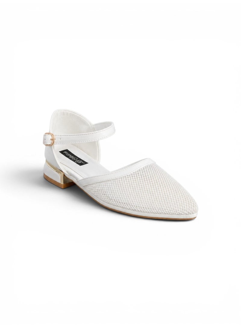 LIFESTYLISH sandal flat Leather with mesh SF-64 - White - Image 1