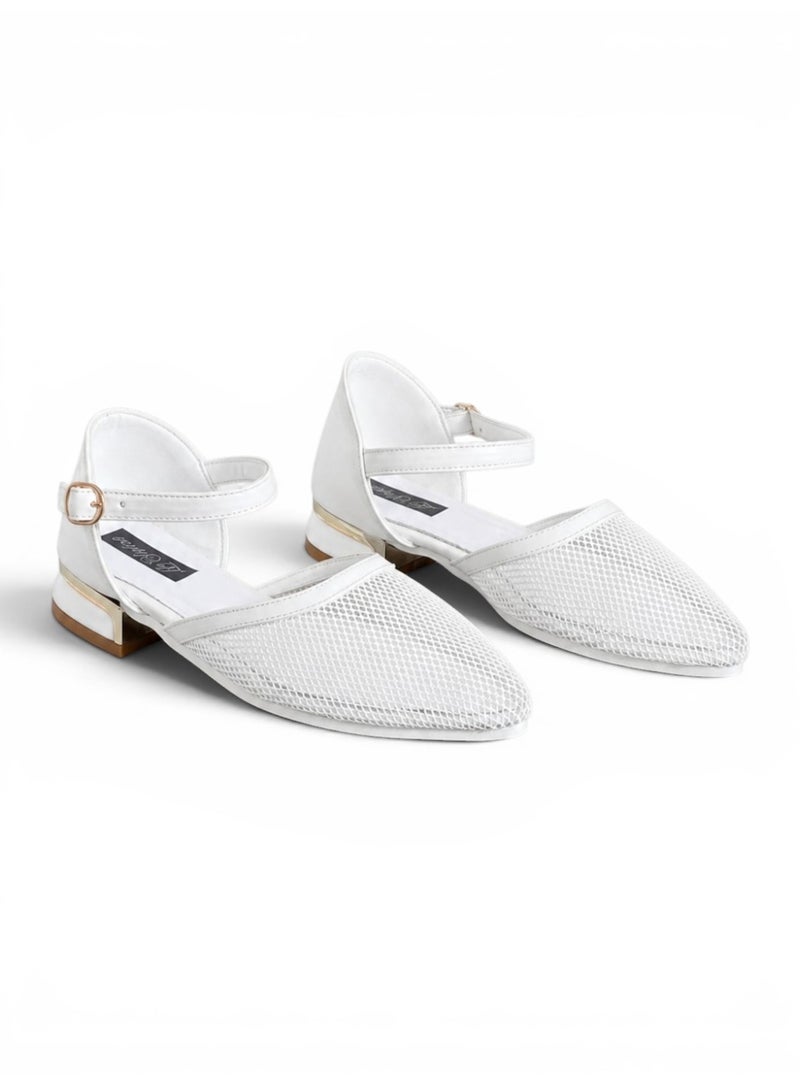 LIFESTYLISH sandal flat Leather with mesh SF-64 - White - Image 3
