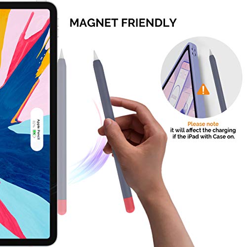 AHASTYLE Duotone Case Silicone Skin Cover Compatible with Apple Pencil 2nd Generation, iPad Pro 11 12.9 inch 2018 (Midnight Blue, Red) - Image 3