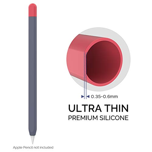 AHASTYLE Duotone Case Silicone Skin Cover Compatible with Apple Pencil 2nd Generation, iPad Pro 11 12.9 inch 2018 (Midnight Blue, Red) - Image 5