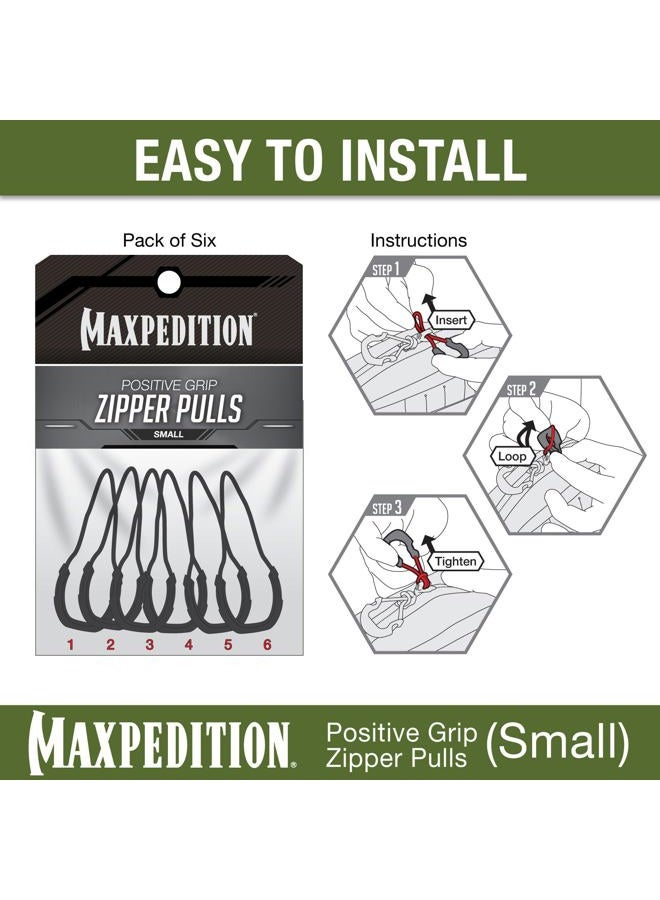MAXPEDITION Positive Grip Zipper Pulls (Small, Gray) Pack of 6, Zipper Pull Replacement for Tactical Backpack, EDC Pouch, Bug Out Bag & Luggage, Sling Pull Tab, PZSGRY - Image 2