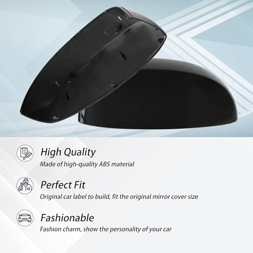 AUCERAMIC Gloss Black Top Half Mirror Covers Fit 2007-2014 for Chevy Chevrolet Silverado Avalanche Tahoe Suburban GMC Sierra Yukon 1500 2500HD 3500HD for Cadillac Escalade ESV EXT, 25788157 25788156 - Image 5