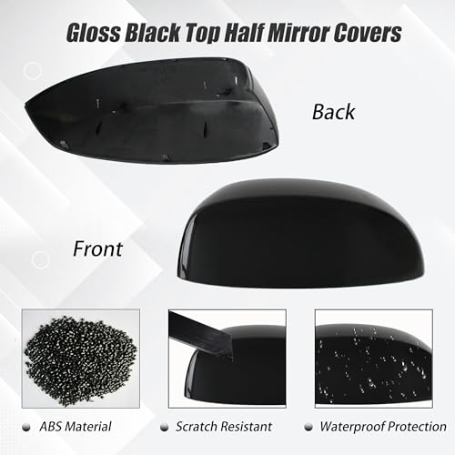 AUCERAMIC Gloss Black Top Half Mirror Covers Fit 2007-2014 for Chevy Chevrolet Silverado Avalanche Tahoe Suburban GMC Sierra Yukon 1500 2500HD 3500HD for Cadillac Escalade ESV EXT, 25788157 25788156 - Image 3