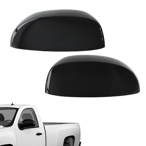 AUCERAMIC Gloss Black Top Half Mirror Covers Fit 2007-2014 for Chevy Chevrolet Silverado Avalanche Tahoe Suburban GMC Sierra Yukon 1500 2500HD 3500HD for Cadillac Escalade ESV EXT, 25788157 25788156 - Image 1