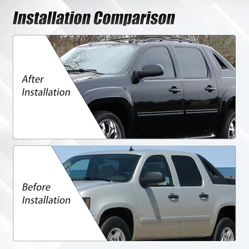 AUCERAMIC Gloss Black Top Half Mirror Covers Fit 2007-2014 for Chevy Chevrolet Silverado Avalanche Tahoe Suburban GMC Sierra Yukon 1500 2500HD 3500HD for Cadillac Escalade ESV EXT, 25788157 25788156 - Image 4