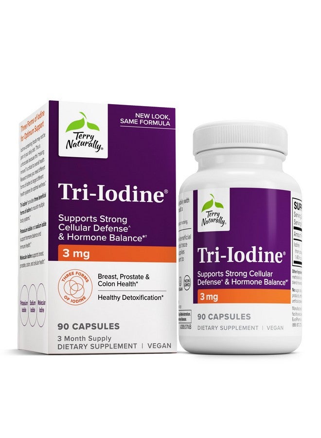 Terry Naturally Tri-Iodine - Dietary Supplement for Breast & Prostate Health Support - Healthy Thyroid Function Supplement Aid - 3 mg, 90 Capsules - Image 1
