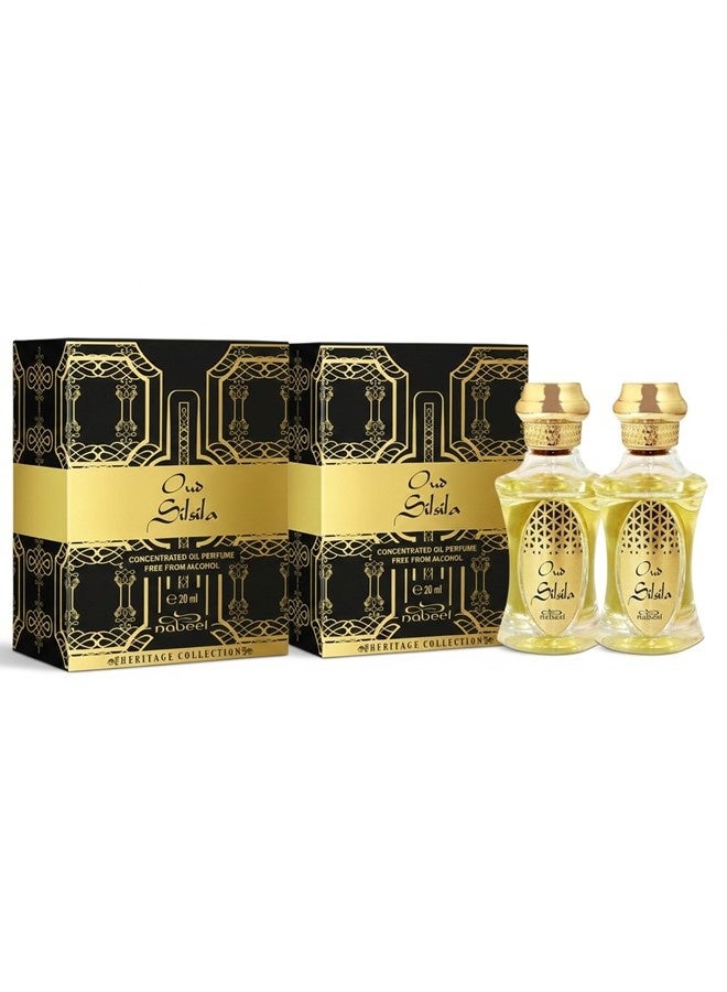 Nabeel 2 Pcs Nabeel Oud Silsila 20ml Oil Perfume A Timeless Chain of Pure Oud Luxury - Image 1
