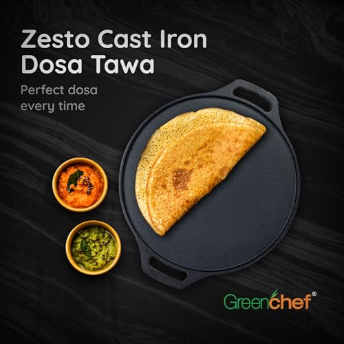 Greenchef Pre-Seasoned Cast Iron Zesto Doasa Tawa 30 cm | Pre-Seasoned with 100% Vegetable Oil | Naturally Nonstick | High Pressure Casting | High Strength | Bring Back Nostalgic Taste | Toxin-Free - Image 2