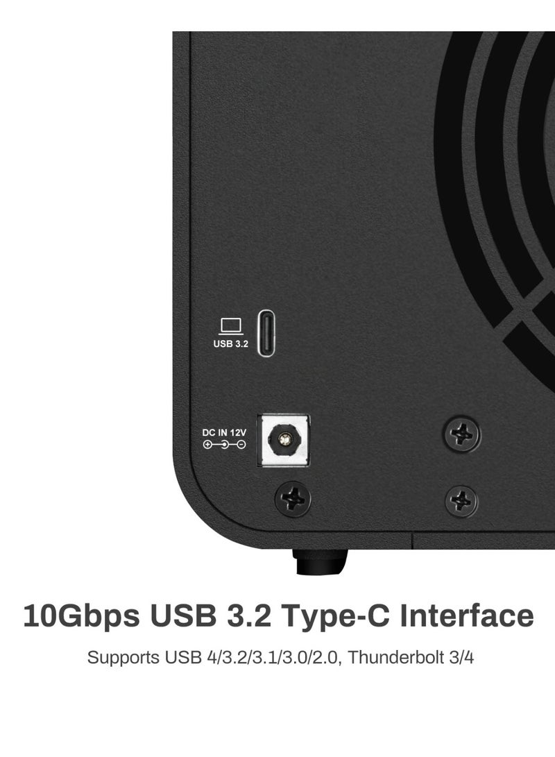 TERRAMASTER TERRAMASTER D4-320 External Hard Drive Enclosure - 4bay USB 3.2 Gen2 10Gbps Type-C USB Storage Hot Swappable Plug and Play (Diskless) - Image 3