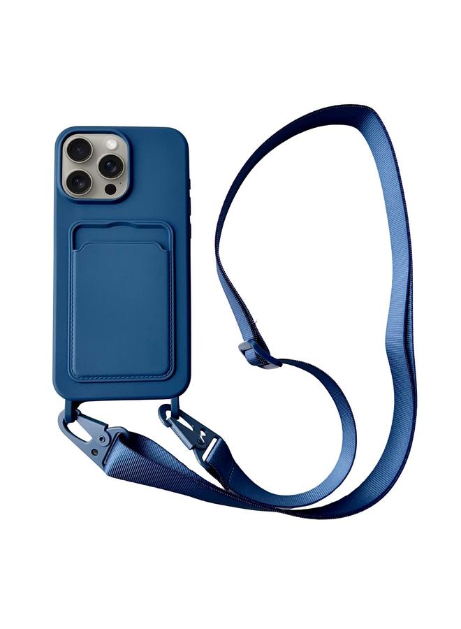 S-TOP Case For iPhone 13 Pro Card Slot Liquid Silicone Phone Case with Lanyard - Image 1