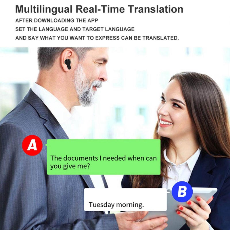 White Translator Earbuds 144 Languages Real Time Translation for Travel Business Learning iOS Android - Image 3