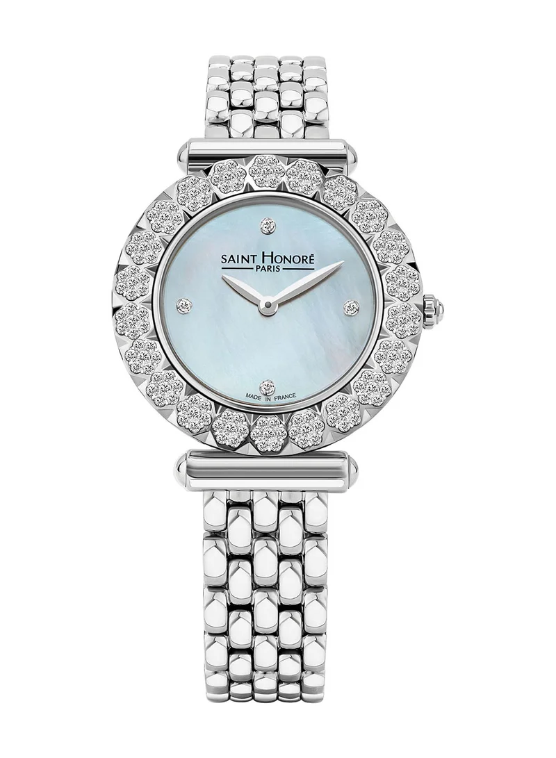Gala Blue Dial Silver Stainless Steel Bracelet Analog Watch for Women 34mm
