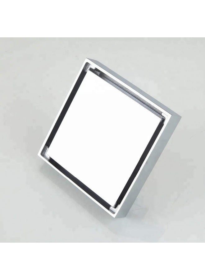 PRIME SOLE Modern Square Floor Drain Cover with Brass Filter - Stainless Steel & Acrylic, for Bathroom, Shower, Kitchen, Balcony - Image 1