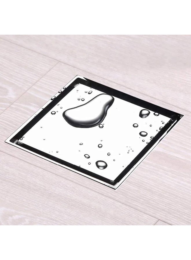 PRIME SOLE Modern Square Floor Drain Cover with Brass Filter - Stainless Steel & Acrylic, for Bathroom, Shower, Kitchen, Balcony - Image 3