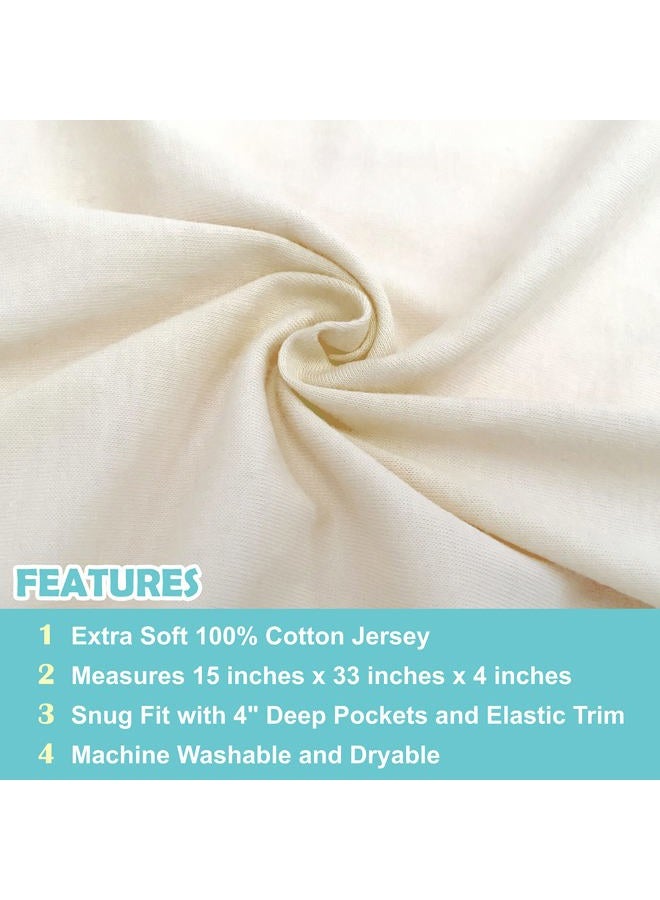 TL Care 100% Natural Breathable Cotton Jersey Knit Fitted Bassinet Sheet, Cream, 15" x 33", Soft Breathable  - Image 2