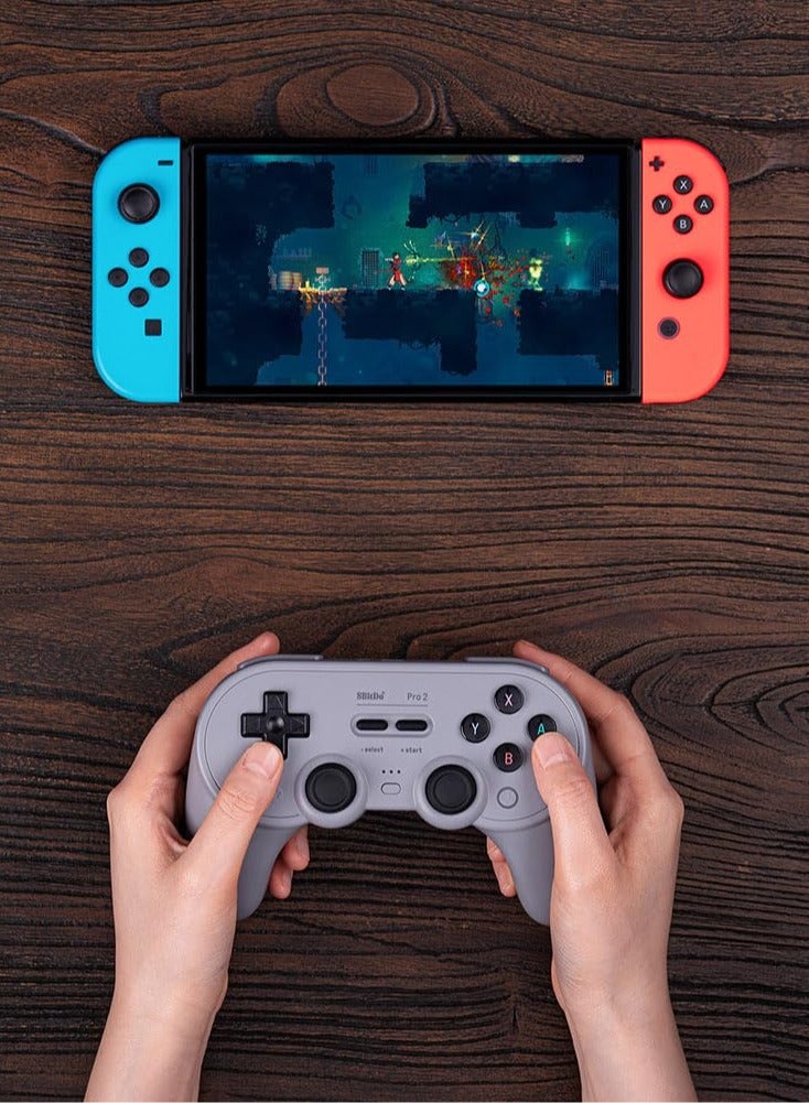 8بت دو جهاز تحكم بلوتوث 8Bitdo Pro 2 لجهاز سويتش / سويتش 2، عصي التحكم بتأثير هول، زران خلفيان احترافيان، جهاز تحكم ألعاب لاسلكي لجهاز سويتش، الكمبيوتر الشخصي، أندرويد، ستيم ديك و آبل (إصدار أسود) - Image 5
