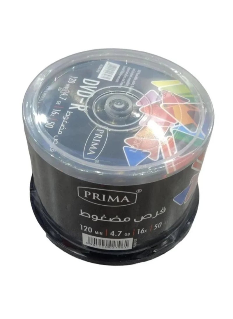 قرص DVD+R فارغ سعة 4.7 جيجابايت، 50 قطعة، مدة كل قرص 120 دقيقة، سرعة عرض 16X