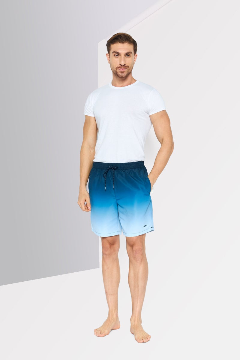DKNY Men Brand Logo Board Shorts, Teal Blue - Image 2
