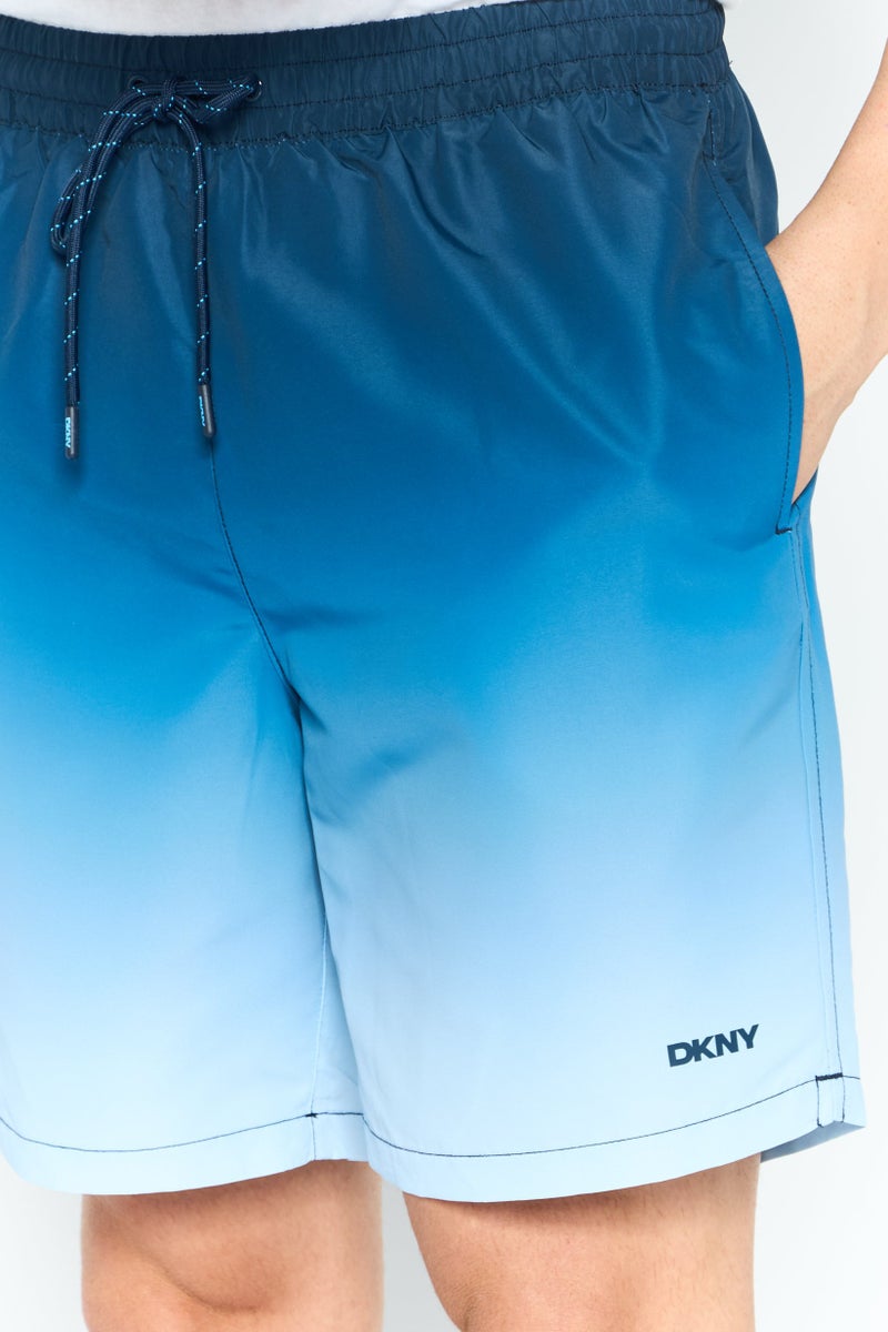 DKNY Men Brand Logo Board Shorts, Teal Blue - Image 3