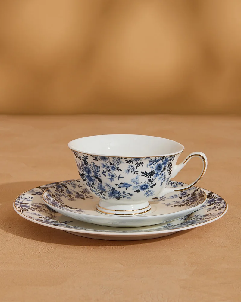 REDTAG Blue Floral Print Breakfast Set (3 Piece)