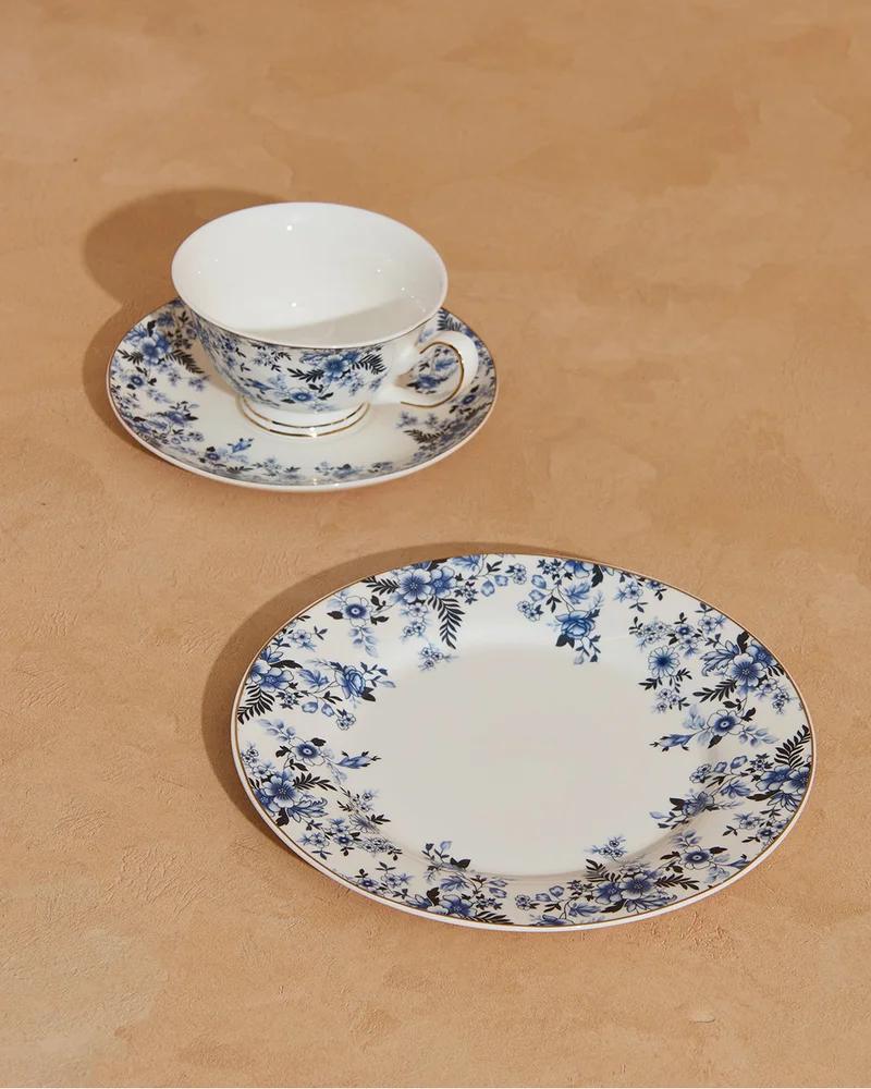 REDTAG Blue Floral Print Breakfast Set (3 Piece)