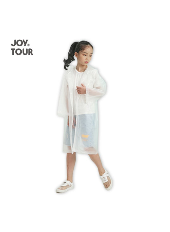JOY TOUR معطف مطر للأطفال من Joytour قابل للاستخدام مرة واحدة، معطف مطر طويل من EVA سميك لطلاب المدارس الابتدائية، بونشو مطر محمول للسفر، أصفر - Image 2