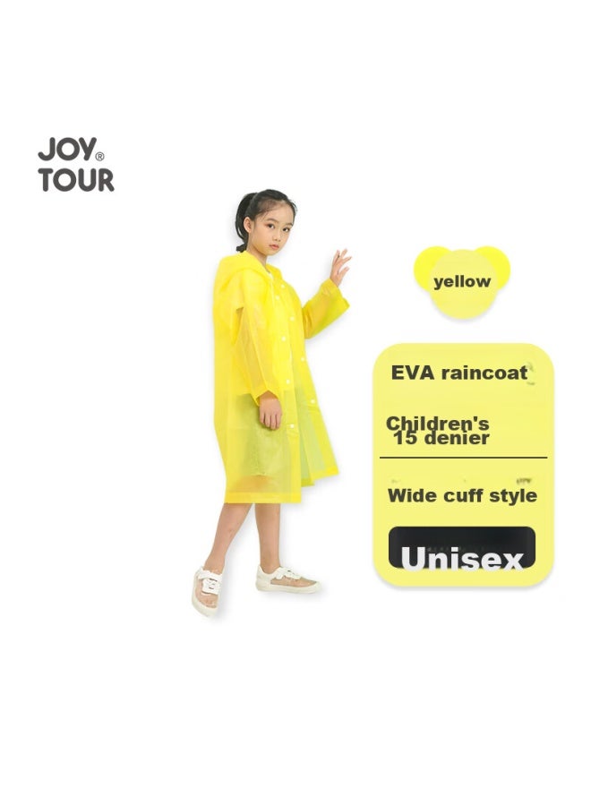JOY TOUR معطف مطر للأطفال من Joytour قابل للاستخدام مرة واحدة، معطف مطر طويل من EVA سميك لطلاب المدارس الابتدائية، بونشو مطر محمول للسفر، أصفر - Image 5